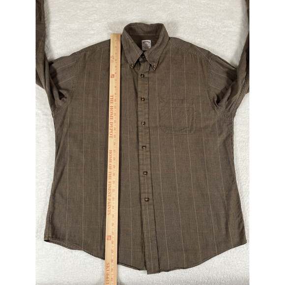 Brooks Brothers Houndstooth Plaid Button Down Cotton Wool Blend Shirt Men's Lg - Picture 8 of 8